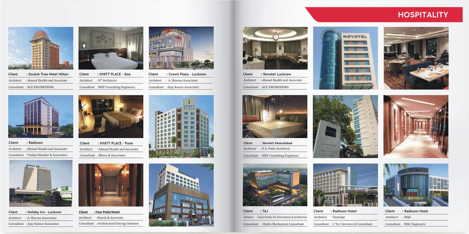 Hospitality projects from the company profile